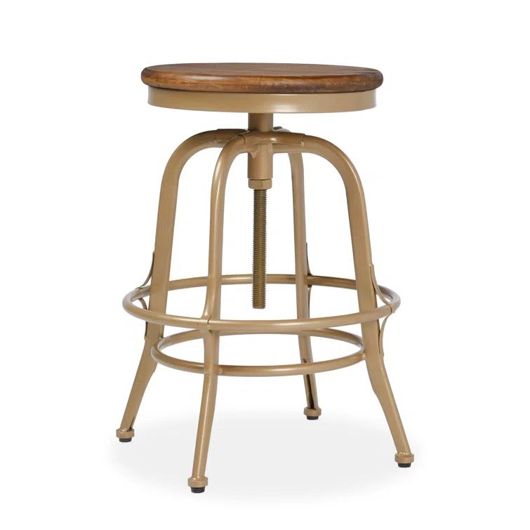Piper 26" Brown and Brass Adjustable Metal Counter Stool