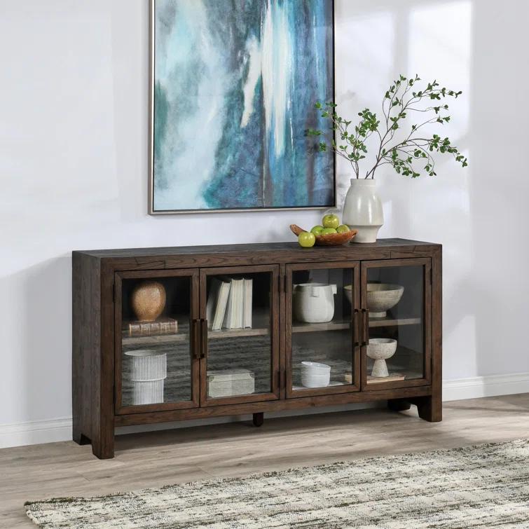 Troy 72" Reclaimed Oak Wood Buffet Sideboard in Dark Brown