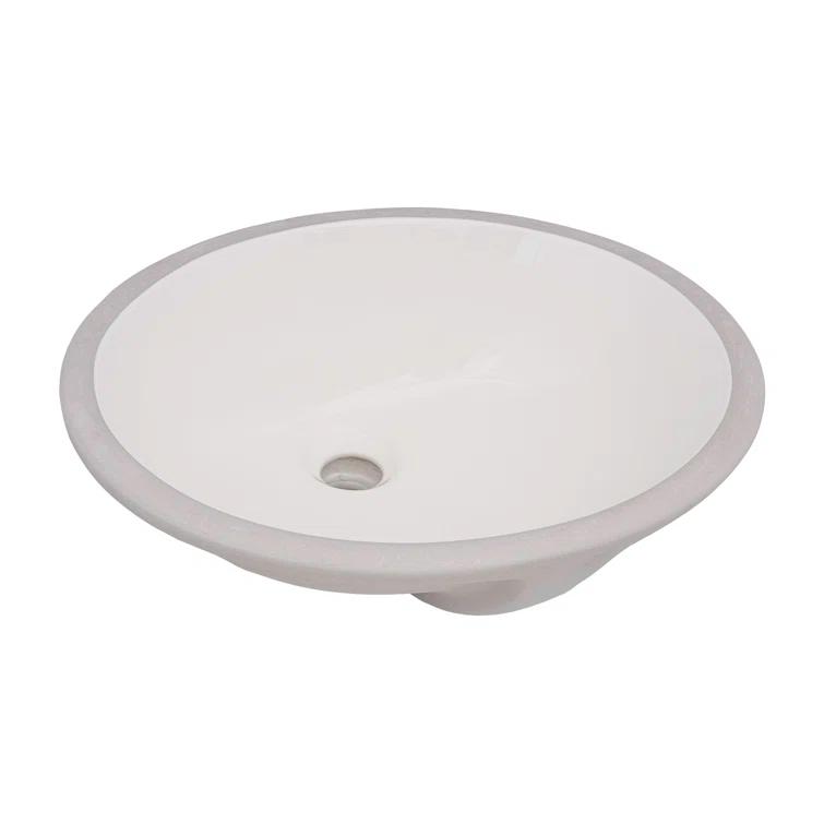 Ruvati 16 x 13 inch Undermount Bathroom Sink Oval Porcelain Ceramic with Overflow