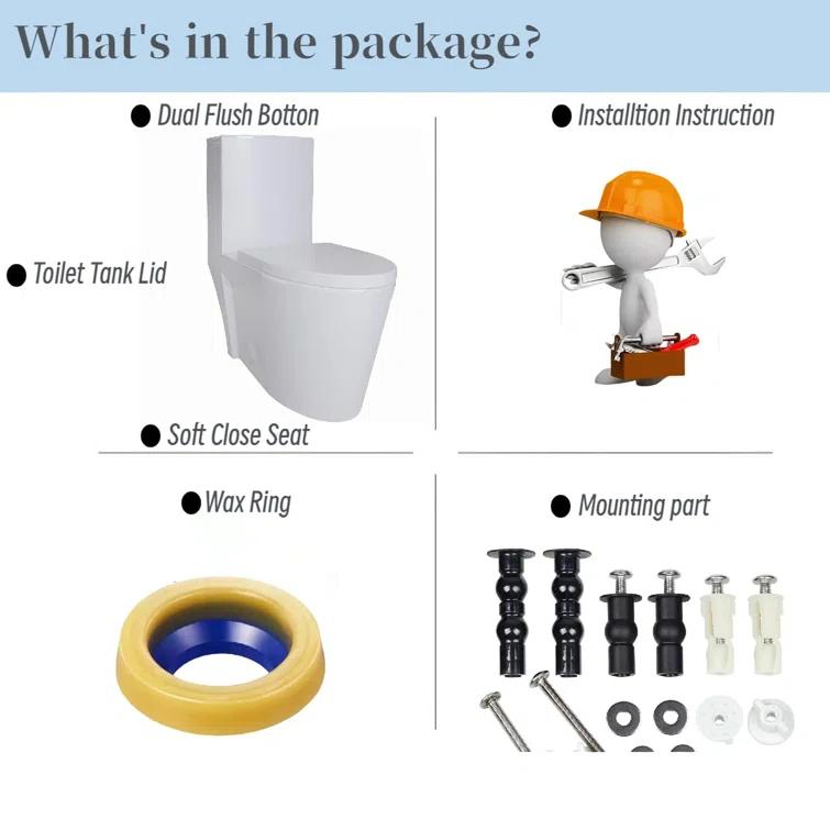 Momei 1.6 GPF Dual-Flush Toilet Modern Elongated One-Piece Toilet (Seat Included)