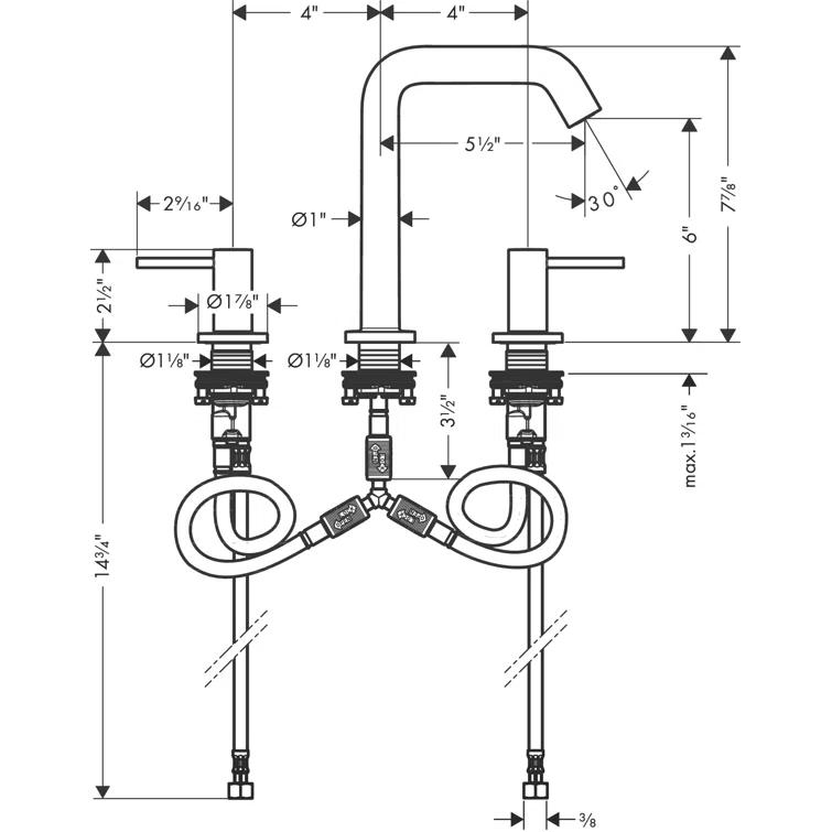 hansgrohe Tecturis S Widespread Faucet 150, 1.2 GPM