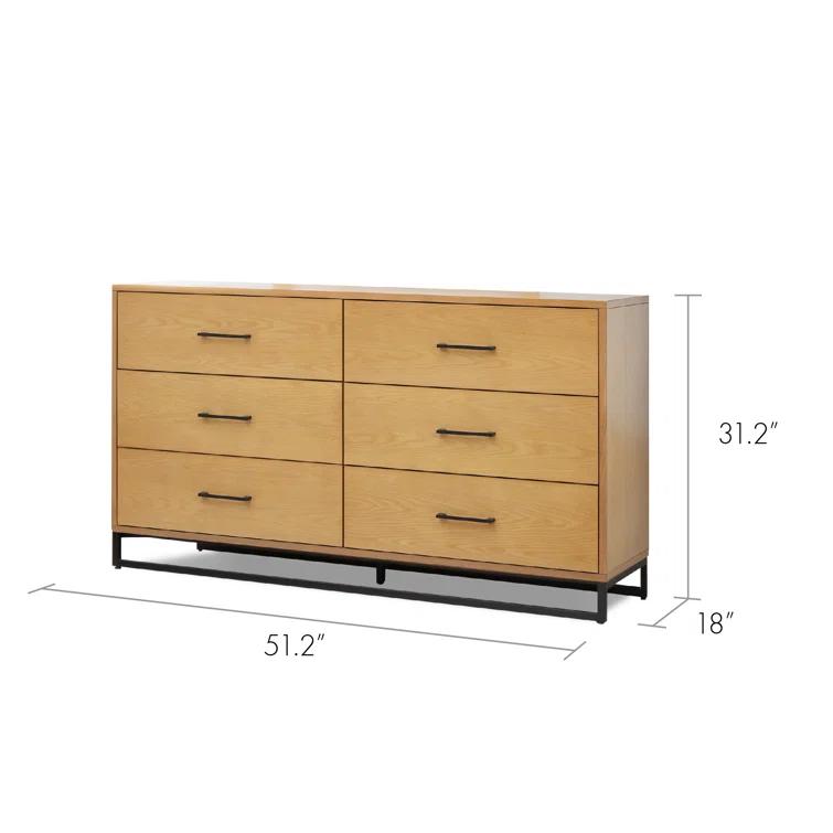 Clara 6 Drawer Dresser In Light Oak
