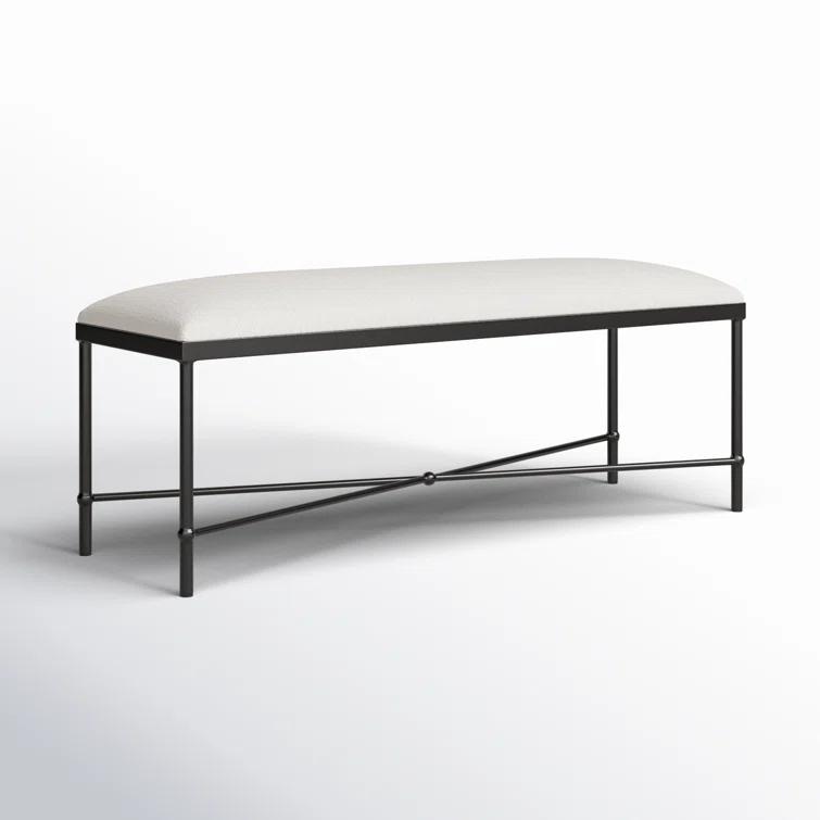 Uttermost Avenham Contemporary Iron and Fabric Small Bench in White/Black