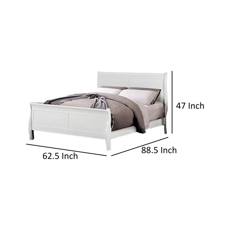 Ryla Bed, Sleigh Panel Headboard, Classic Solid Wood