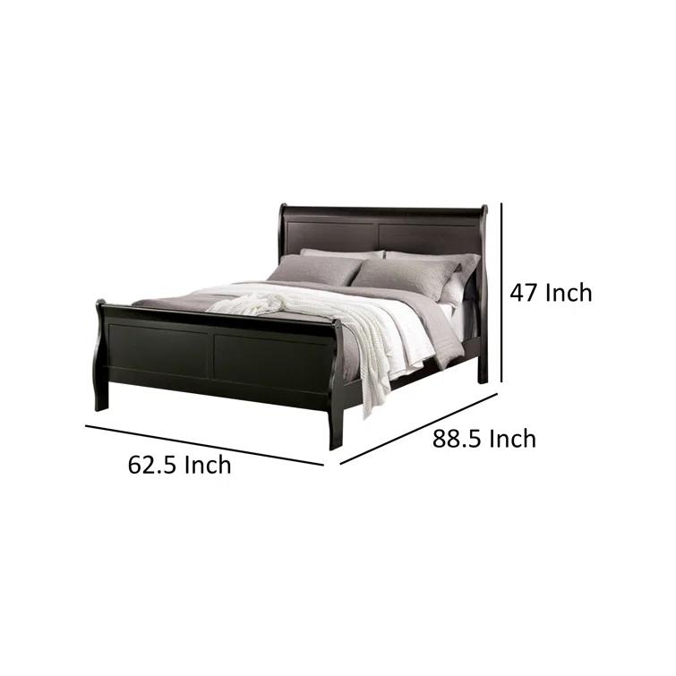 Ryla Bed, Sleigh Panel Headboard, Classic Solid Wood