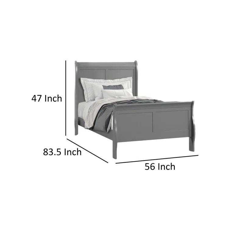 Ryla Bed, Sleigh Panel Headboard, Classic Solid Wood