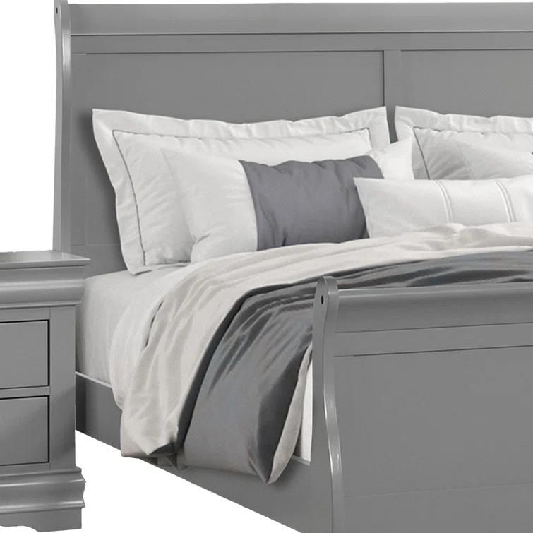Ryla Bed, Sleigh Panel Headboard, Classic Solid Wood