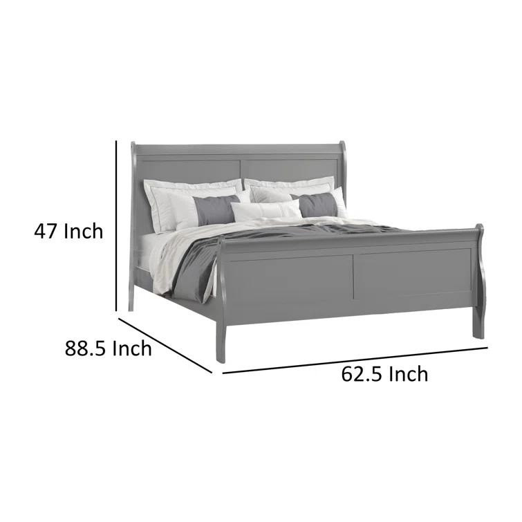 Ryla Bed, Sleigh Panel Headboard, Classic Solid Wood