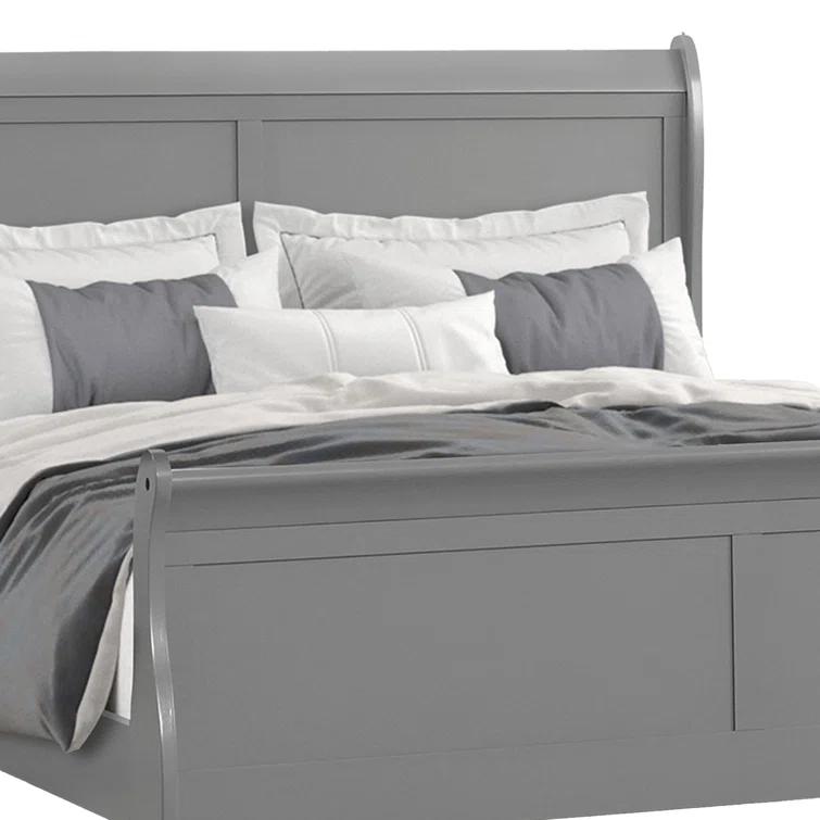 Ryla Bed, Sleigh Panel Headboard, Classic Solid Wood