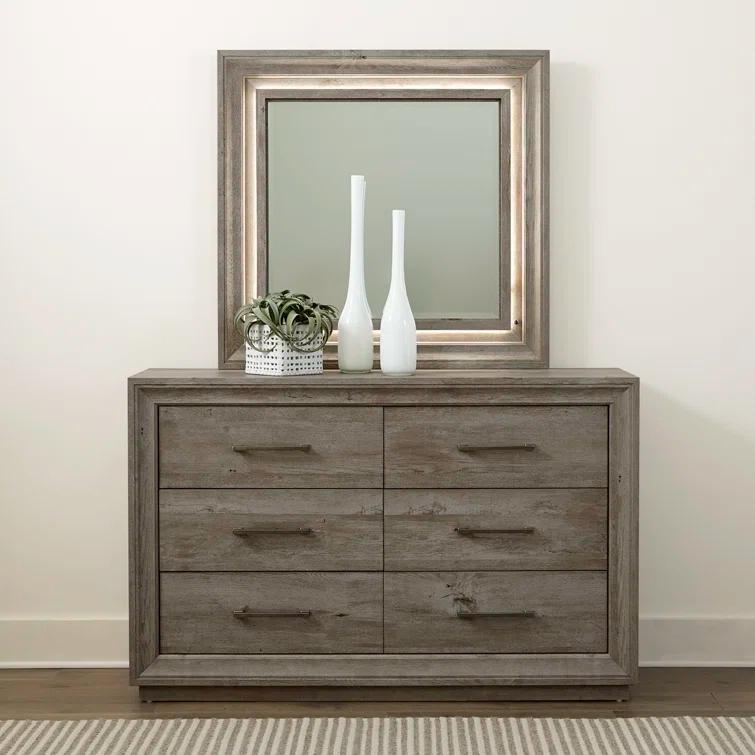 Kemondre Panel Bed, Dresser & Mirror Set