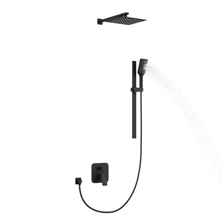 Pulse Showerspas Resort 10-in Rain Showerhead Combo Shower System with Adjustable Handshower Slide Bar and Pressure Balanced Mixing Valve 3008-MB-1.8GPM