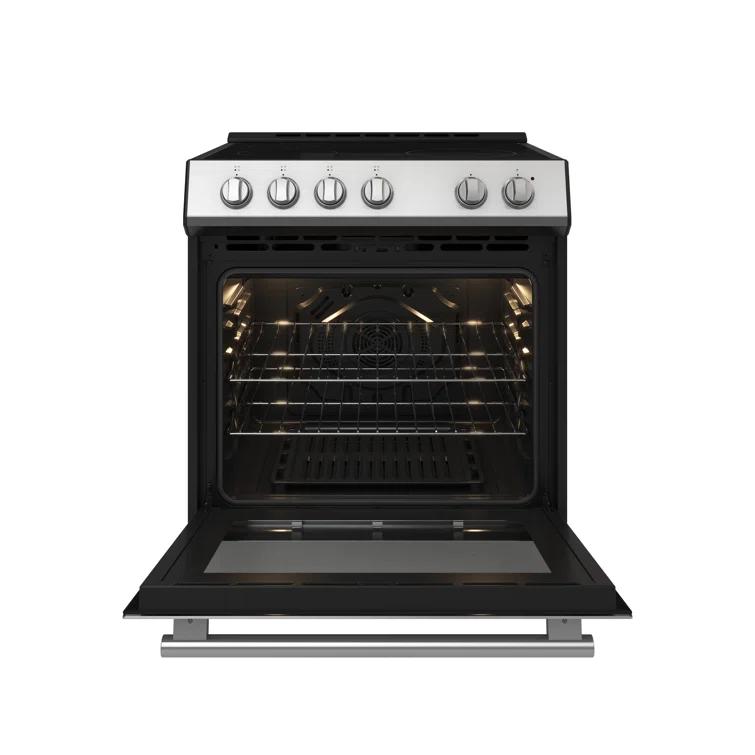Leonardo Espresso 30-inch Slide-In Electric Range in Stainless-Steel, Black or White, 4 Elements, 7,100 Watts, 5.0 cu.ft. Oven with Convection Fan