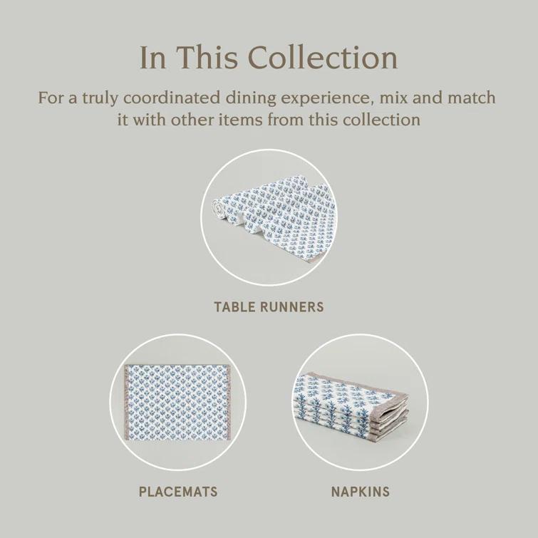 over&back Set of 4 Hand-Blocked Placemats - 100% Cotton - Machine Washable - Kitchen and Home Décor