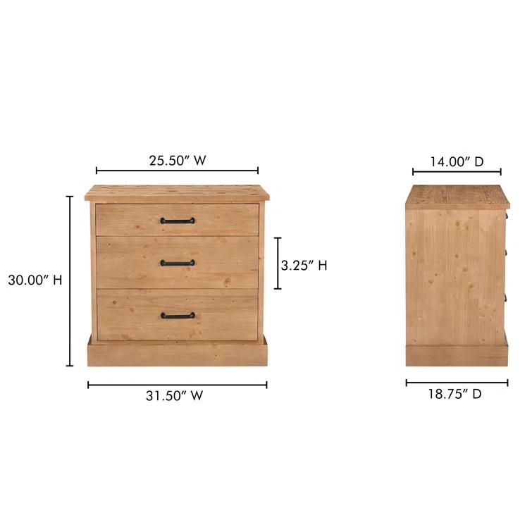 Ianna 3 Drawer Nighstand Honey Pine