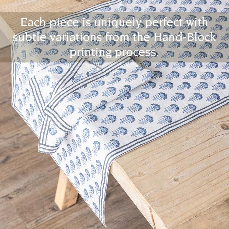 over&back Hand-Blocked Printed Cotton Table Runner