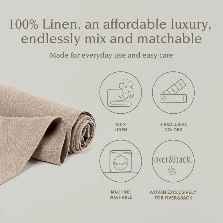 over&back Washed 100% Linen Table Runner - Machine Washable