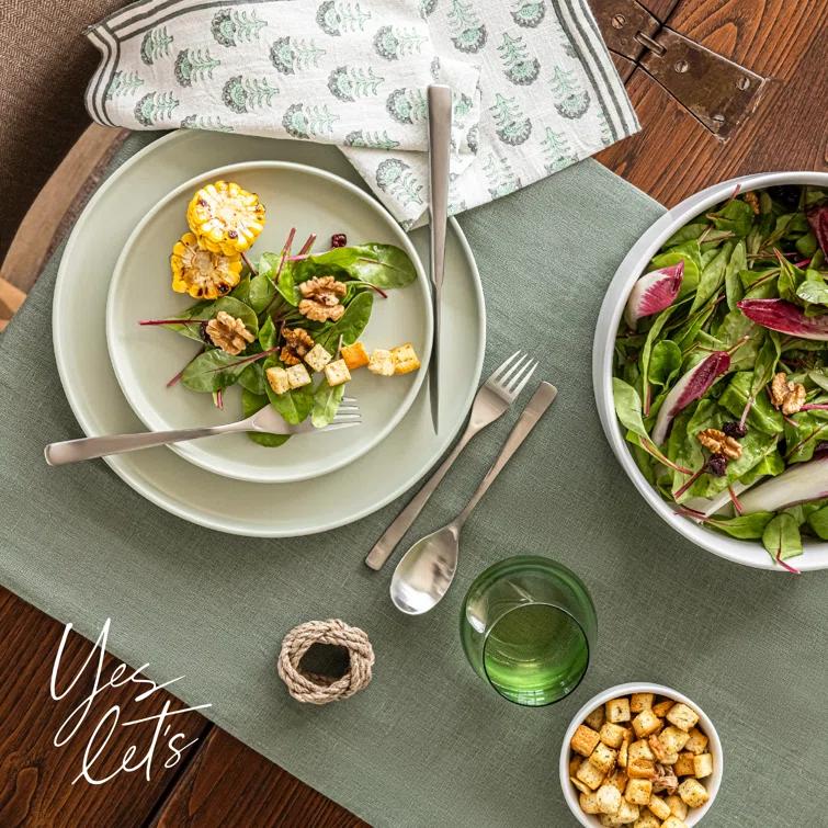 over&back Washed 100% Linen Table Runner - Machine Washable