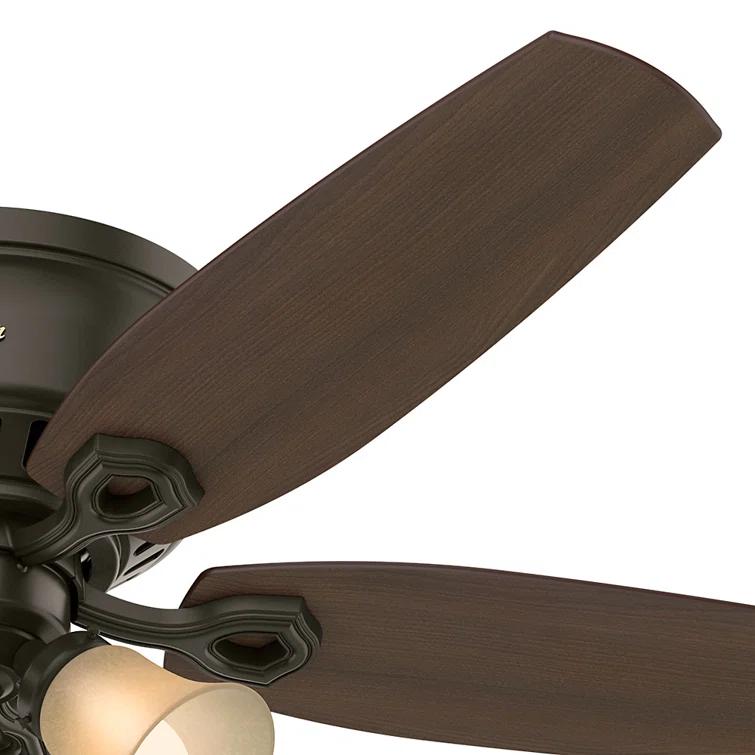 Builder Low Profile 52" 5 - Blade Flush Mount Ceiling Fan with Lights and Pull Chains
