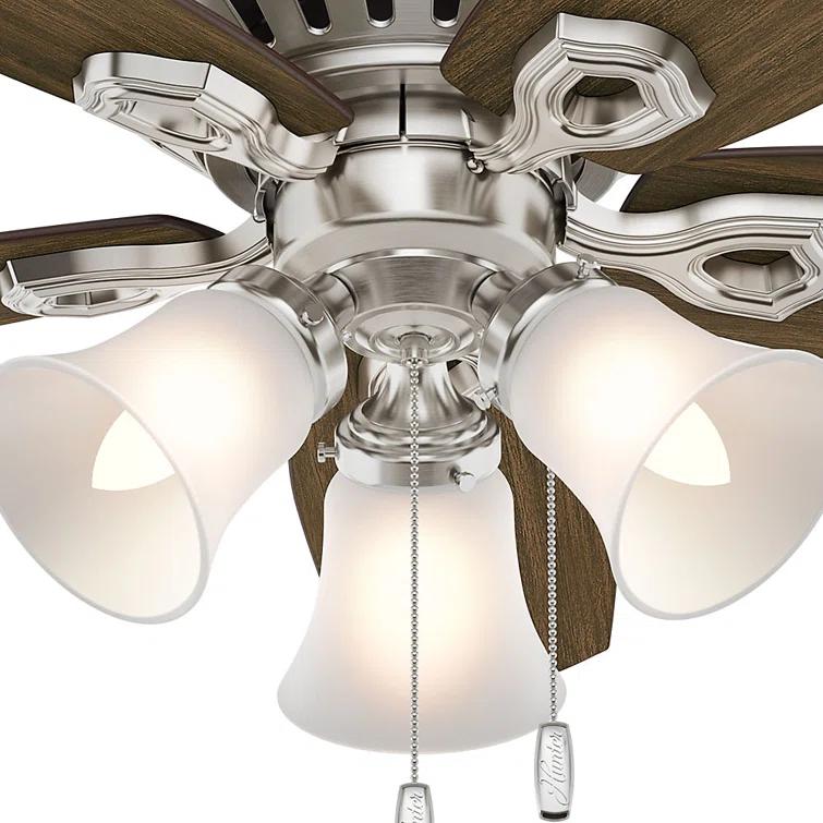 42" Builder Low Profile 5 - Blade Flush Mount Ceiling Fan with Pull Chain and Light Kit Included