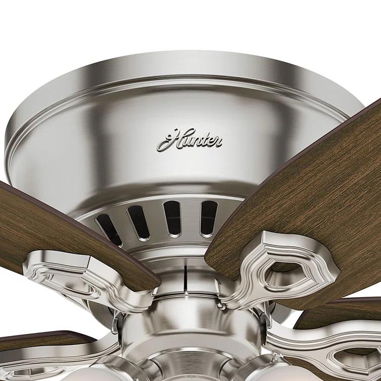 42" Builder Low Profile 5 - Blade Flush Mount Ceiling Fan with Pull Chain and Light Kit Included