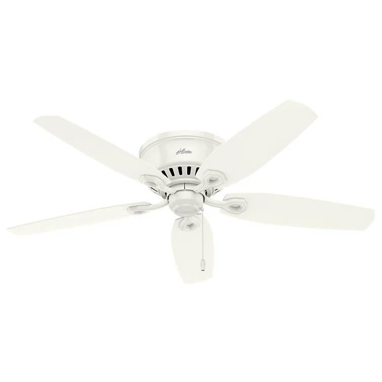 Builder Low Profile 52" 5 - Blade Flush Mount Ceiling Fan with Lights and Pull Chains