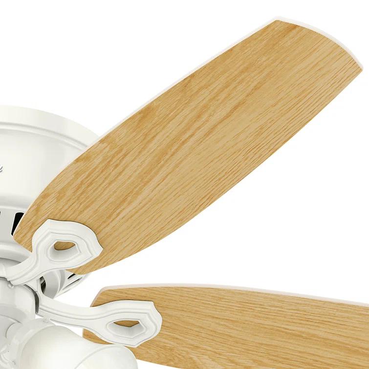 Builder Low Profile 52" 5 - Blade Flush Mount Ceiling Fan with Lights and Pull Chains