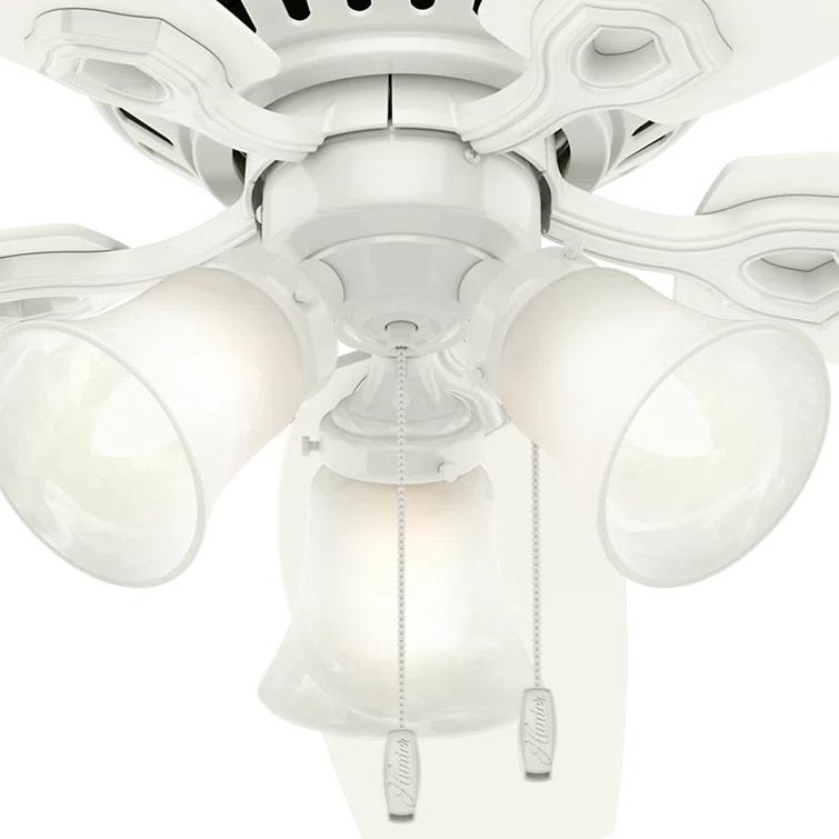 Builder Low Profile 52" 5 - Blade Flush Mount Ceiling Fan with Lights and Pull Chains