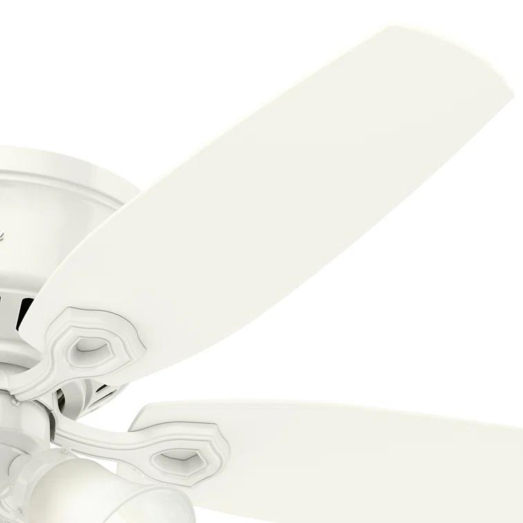 Builder Low Profile 52" 5 - Blade Flush Mount Ceiling Fan with Lights and Pull Chains