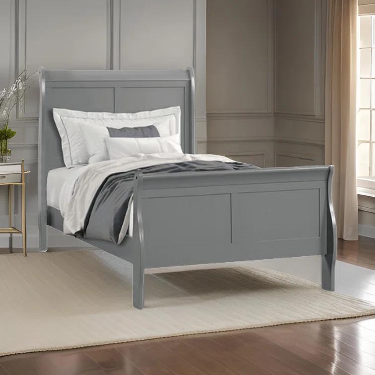 Ryla Bed, Sleigh Panel Headboard, Classic Solid Wood