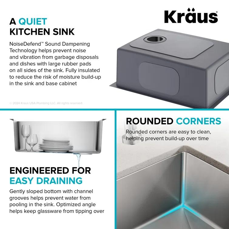 KRAUS Fairlane Undermount 18-Gauge Stainless Steel Kitchen Sink