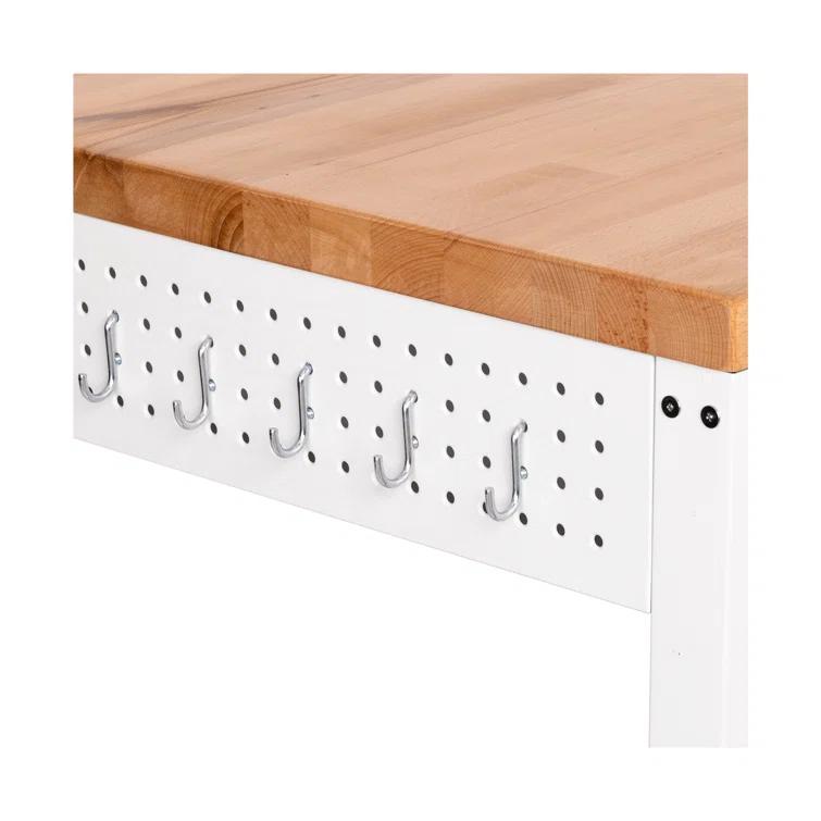 48'' Wide Stainless Steel Kitchen Rolling Cart Island with Solid Wood Top