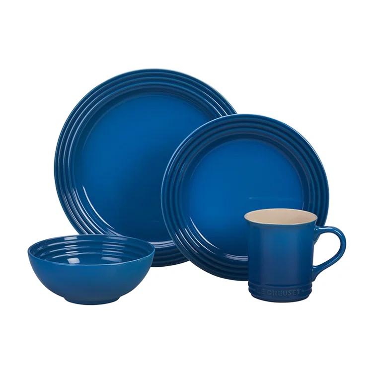 Marseille Blue Ceramic 16-Piece Dinnerware Set