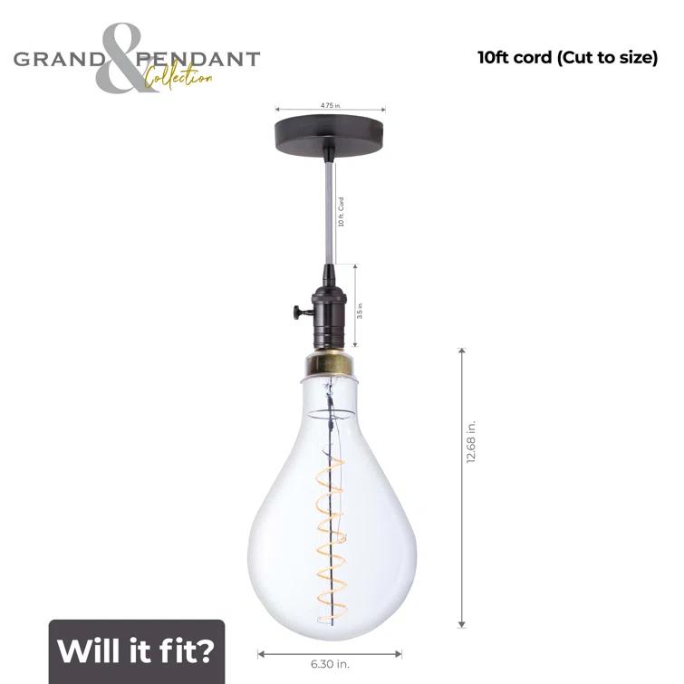 LED Grand 4 Watt 13" Pear Shaped Bulb and Pendant Kit