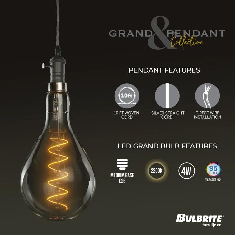 LED Grand 4 Watt 13" Pear Shaped Bulb and Pendant Kit