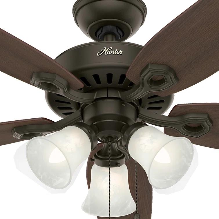 Hunter Fan Builder Plus 52" 5 - Blade Standard Ceiling Fan with Pull Chain and Light Kit Included