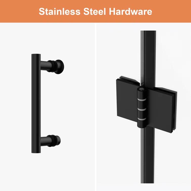 30 in.W x 72 in.H Bifold Frameless Glass Shower Door 1/4 in. Fold Glass Pivot Swing Shower Door