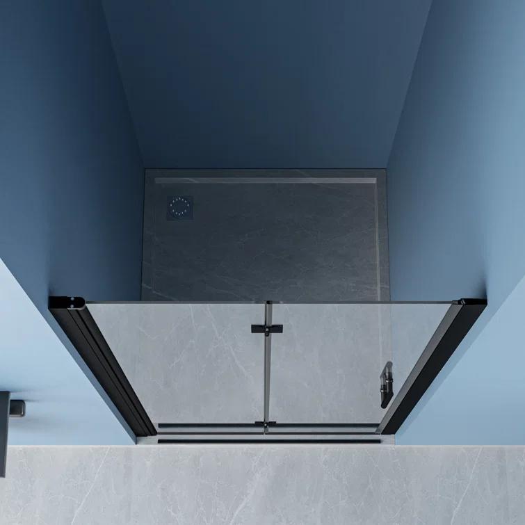 30 in.W x 72 in.H Bifold Frameless Glass Shower Door 1/4 in. Fold Glass Pivot Swing Shower Door