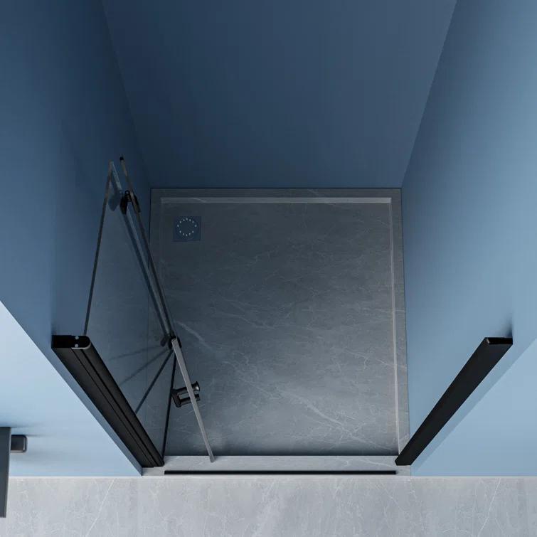 30 in.W x 72 in.H Bifold Frameless Glass Shower Door 1/4 in. Fold Glass Pivot Swing Shower Door