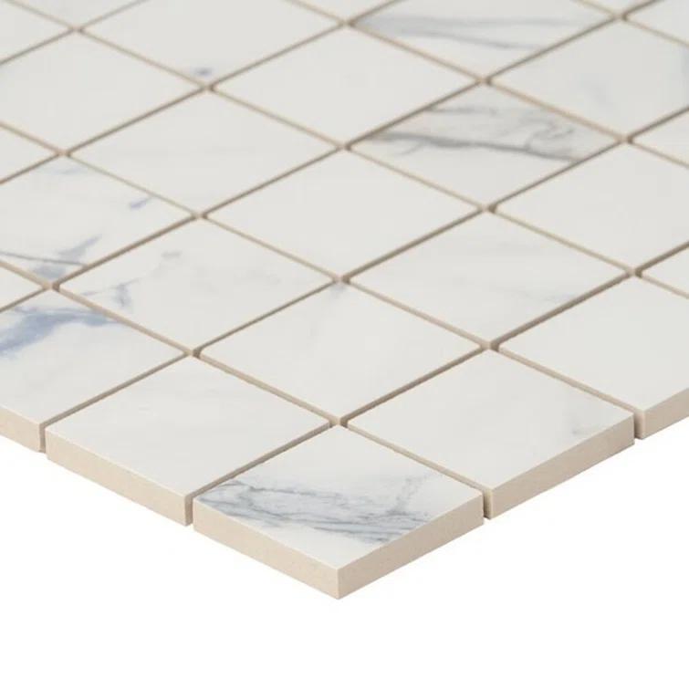 Calacatta Indigo 2" x 2" Porcelain Grid Mosaic Wall & Floor Tile
