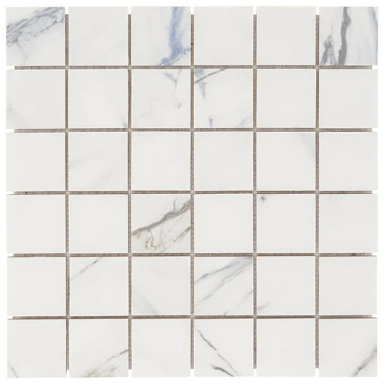 Calacatta Indigo 2" x 2" Porcelain Grid Mosaic Wall & Floor Tile
