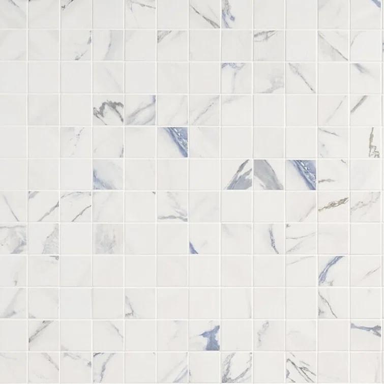 Calacatta Indigo 2" x 2" Porcelain Grid Mosaic Wall & Floor Tile