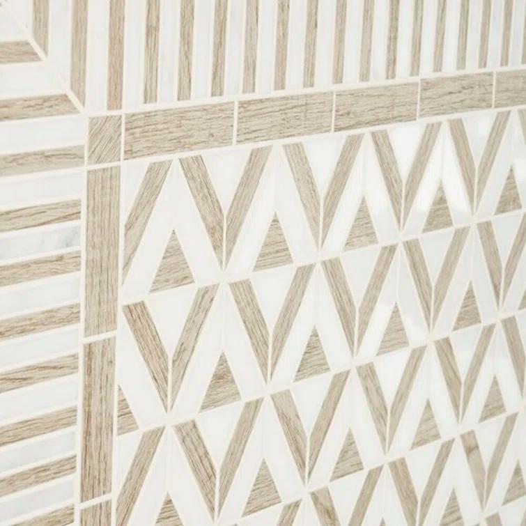 Florey Linear 7.87 in. x 8.31 in. Polished Marble Floor and Wall Mosaic Tile