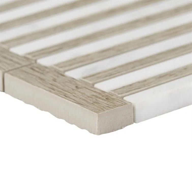 Florey Linear 7.87 in. x 8.31 in. Polished Marble Floor and Wall Mosaic Tile