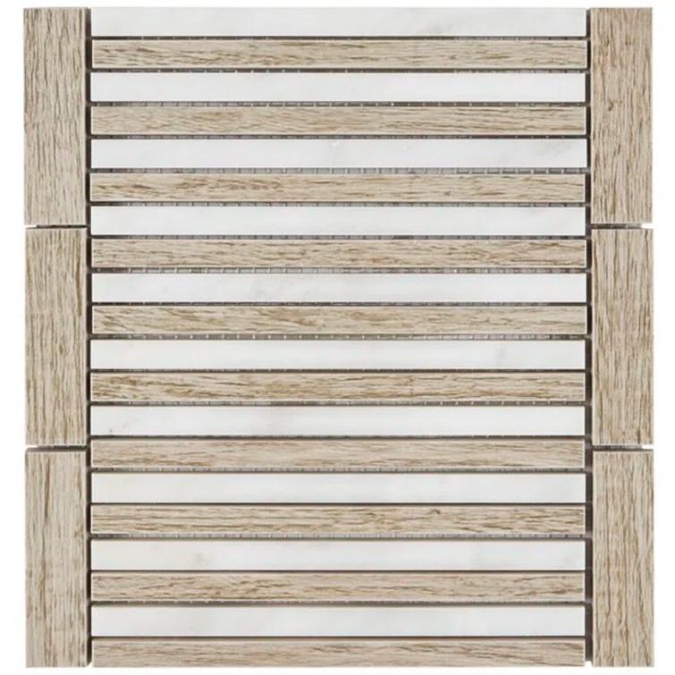 Florey Linear 7.87 in. x 8.31 in. Polished Marble Floor and Wall Mosaic Tile