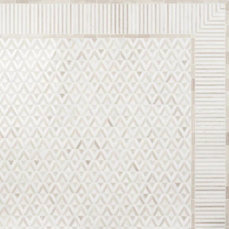 Florey Linear 7.87 in. x 8.31 in. Polished Marble Floor and Wall Mosaic Tile