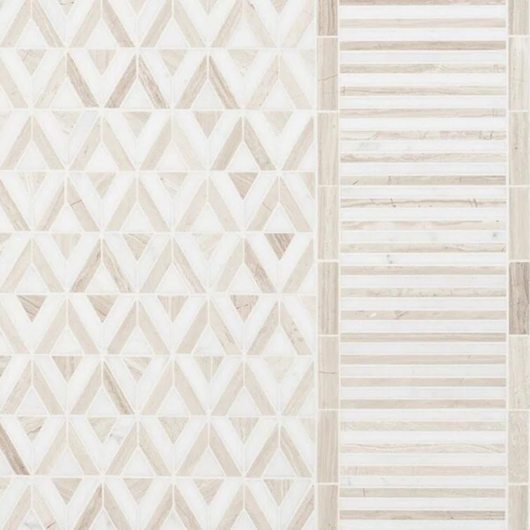 Florey Linear 7.87 in. x 8.31 in. Polished Marble Floor and Wall Mosaic Tile