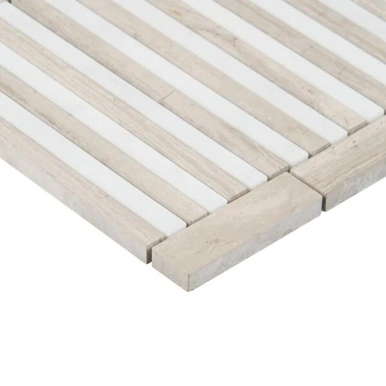 Florey Linear 7.87 in. x 8.31 in. Polished Marble Floor and Wall Mosaic Tile