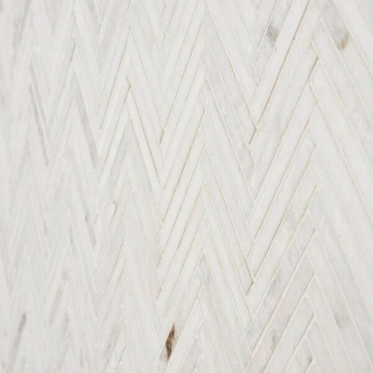 Polar White 11 in. x 11.61 in. Herringbone Polished Marble Mosaic Tile (0.89 Sq. Ft. / Sheet)
