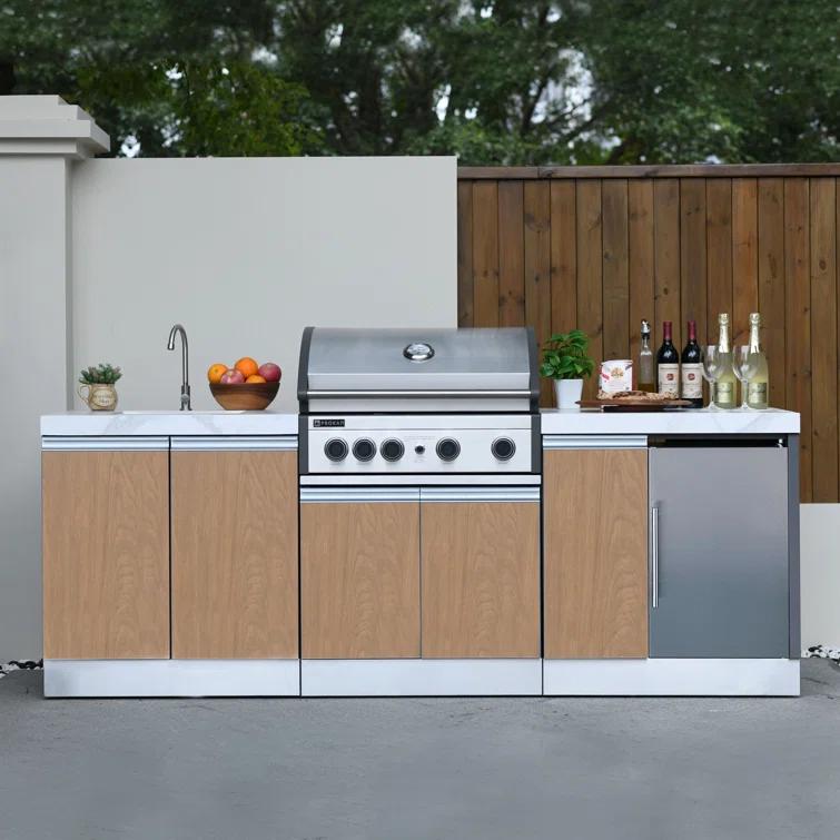 Prokan Bespoke 94" 5B - 3 Modular Outdoor Kitchen In Wood Pattern Panels