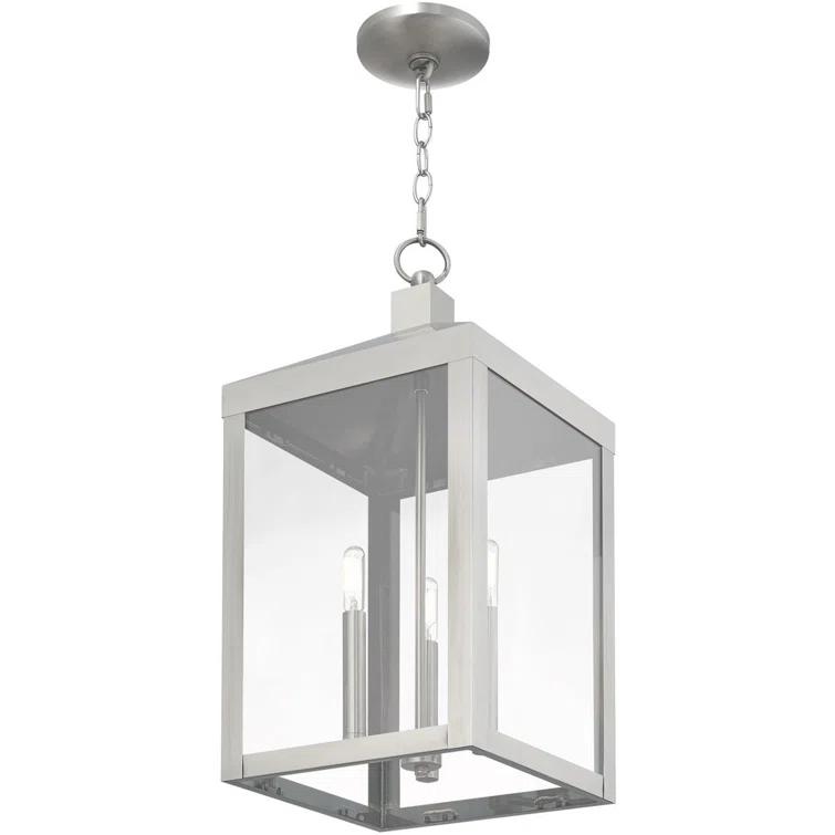 3 Light Outdoor Pendant Lantern with Clear Glass Shade